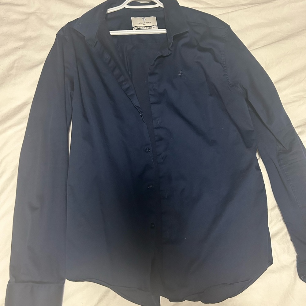 Father Sons Navy Blue Button-Up Shirt